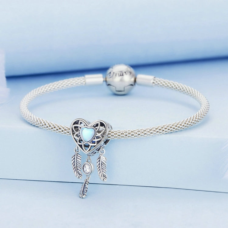 Sterling Silver S925 Heart Zircon Dreamcatcher Bracelet Beads — view 4