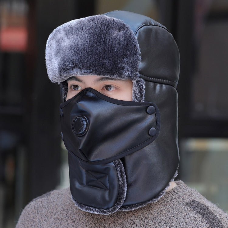 Leather Lei Feng Hat Winter Warm Ear Protection Cotton Cap, Style:
