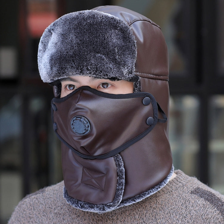 Leather Lei Feng Hat Winter Warm Ear Protection Cotton Cap, Style: — Without Lens Navy