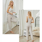 Knitted Halter Pajamas Solid Color Half Velvet Suit Home Wear — view 18