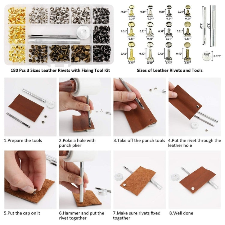 Copper Leather Hollow Cap Double-Sided Rivet Set With Punching Pliers
