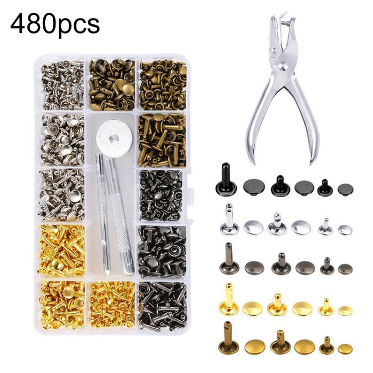 Copper Leather Hollow Cap Double-Sided Rivet Set With Punching Pliers