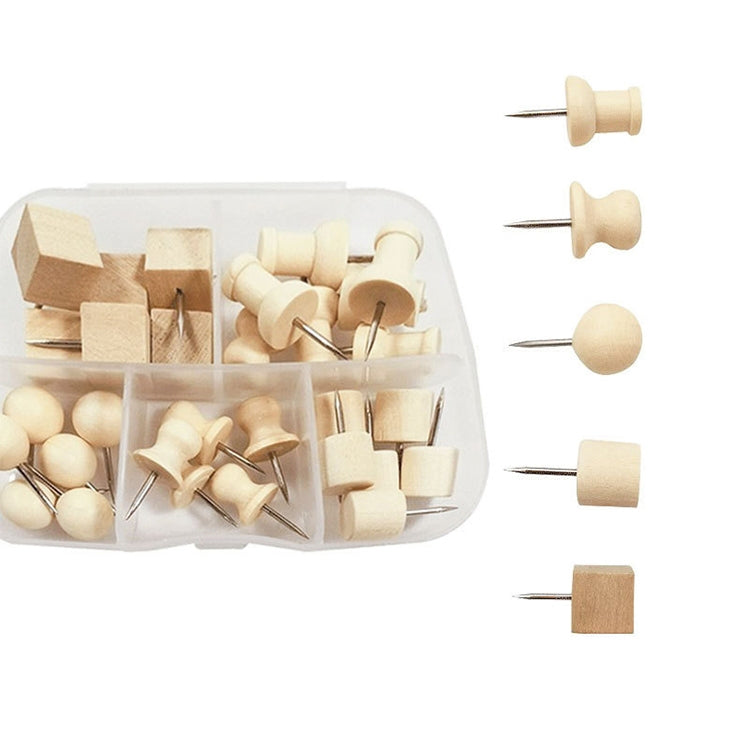 Wooden Log Thumbtack Set Sticky Note Fixed Tack, Specification: Square Box — 5 Grid Box