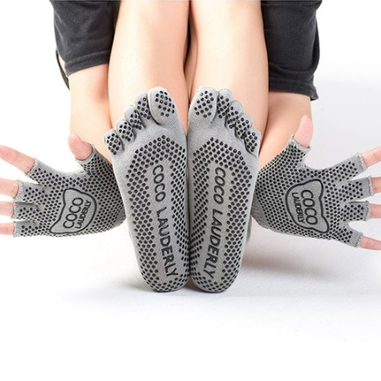 Non-slip Open Finger Yoga Sports Gloves+Five Finger Yoga Socks Set