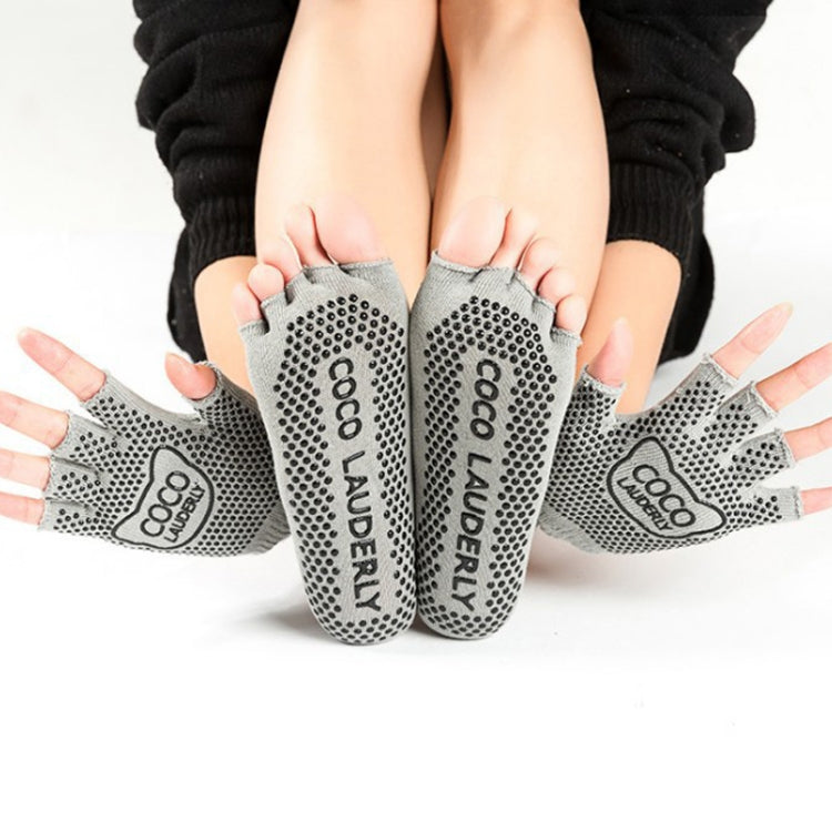 Non-slip Open Finger Yoga Sports Gloves+Five Finger Yoga Socks Set