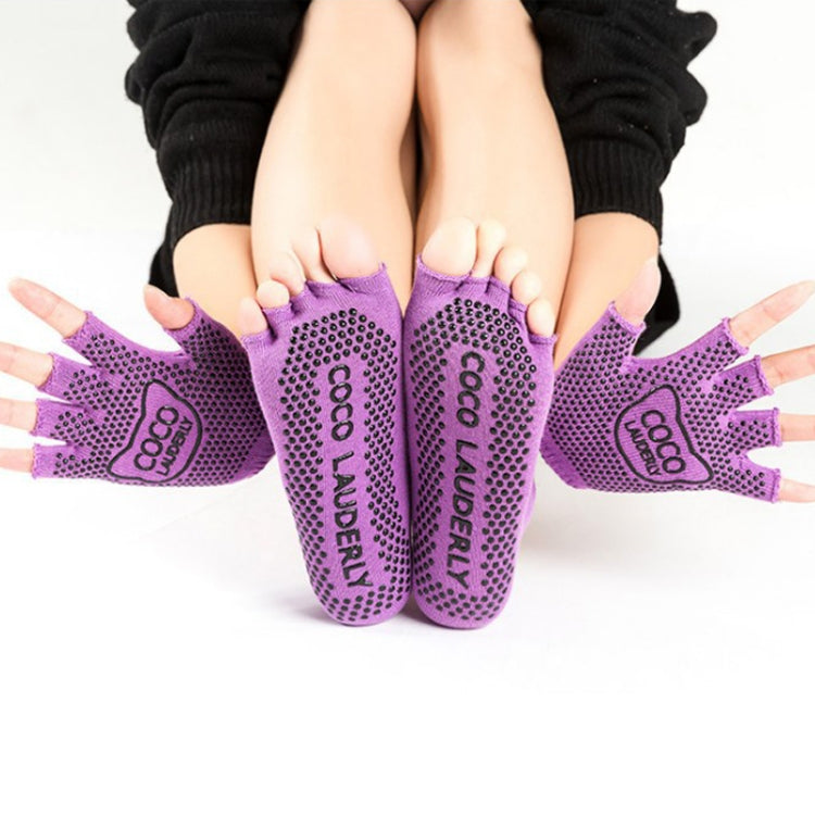 Non-slip Open Finger Yoga Sports Gloves+Five Finger Yoga Socks Set