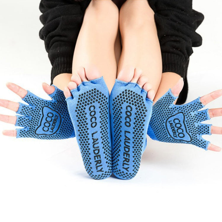Non-slip Open Finger Yoga Sports Gloves+Five Finger Yoga Socks Set