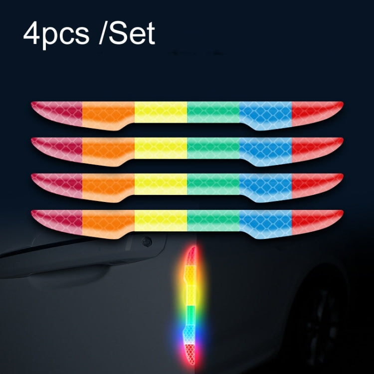 Car Door Anti-Collision Scrape And Rearview Mirror Colorful Safety Warning Reflective Sticker, Style: Glue Model Rear Bar Discs — 2sets Nano Model Tail Box