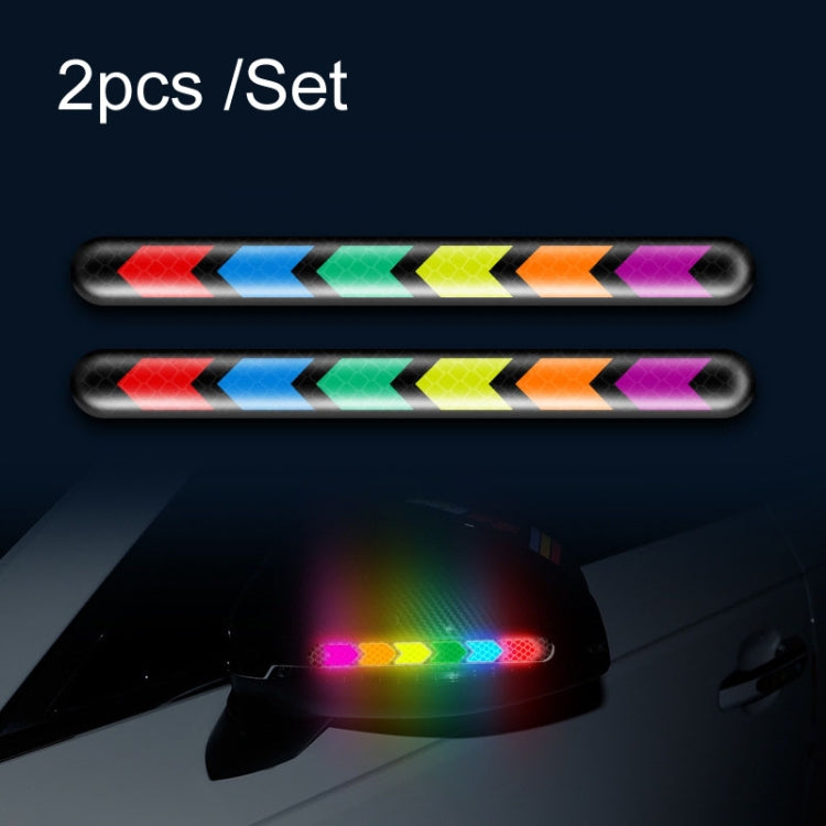 Car Door Anti-Collision Scrape And Rearview Mirror Colorful Safety Warning Reflective Sticker, Style: Glue Model Rear Bar Discs