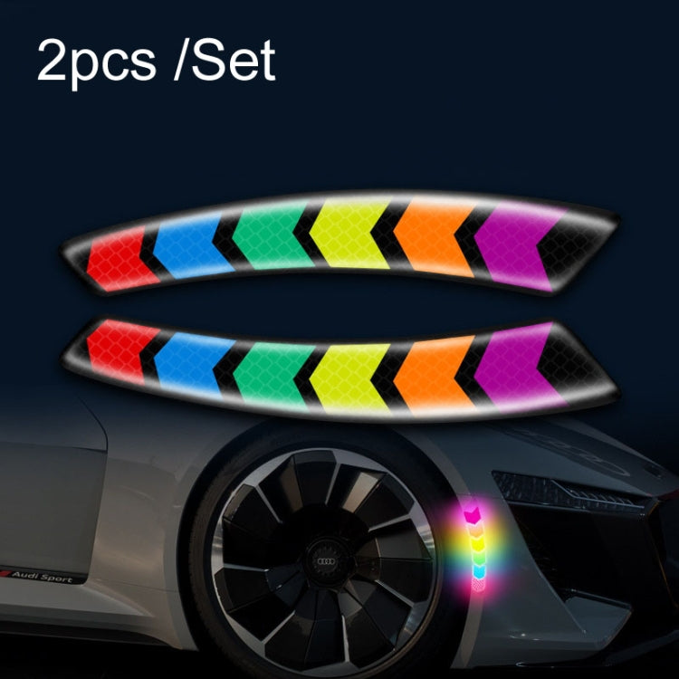 Car Door Anti-Collision Scrape And Rearview Mirror Colorful Safety Warning Reflective Sticker, Style: Glue Model Rear Bar Discs — 2sets Ordinary Model Rearview Mirror