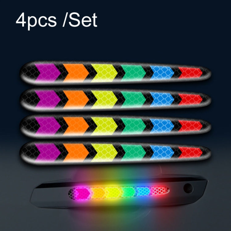 Car Door Anti-Collision Scrape And Rearview Mirror Colorful Safety Warning Reflective Sticker, Style: Glue Model Rear Bar Discs — 2sets Nano Model Wheel Eyebrows