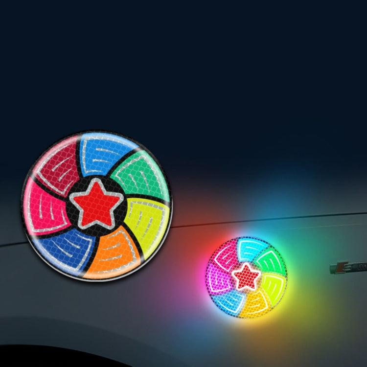 Car Door Anti-Collision Scrape And Rearview Mirror Colorful Safety Warning Reflective Sticker, Style: Glue Model Rear Bar Discs — 2sets Ordinary Model Wheel Eyebrows