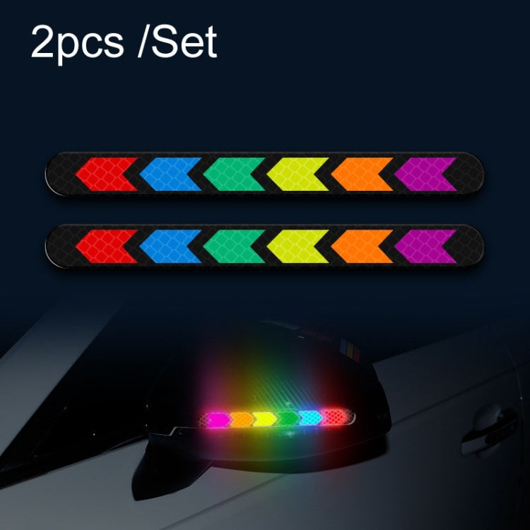 Car Door Anti-Collision Scrape And Rearview Mirror Colorful Safety Warning Reflective Sticker, Style: Glue Model Rear Bar Discs — 2sets Glue Model Door Bowl