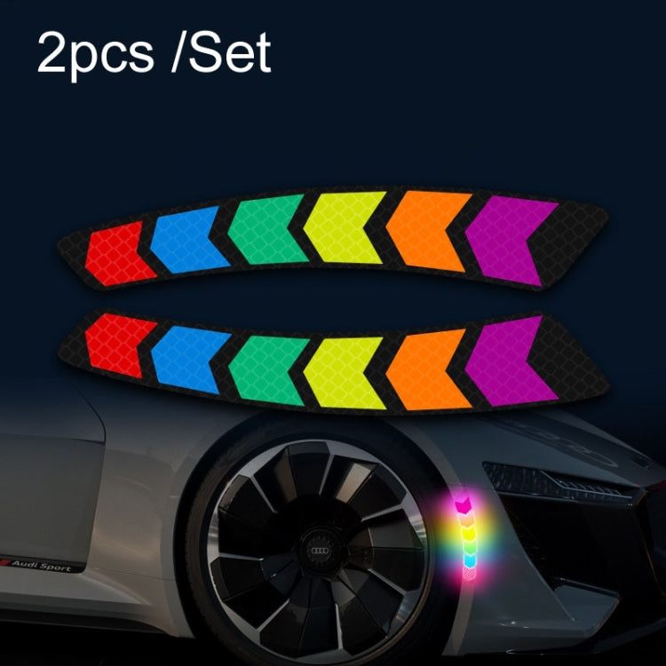 Car Door Anti-Collision Scrape And Rearview Mirror Colorful Safety Warning Reflective Sticker, Style: Glue Model Rear Bar Discs — 2sets Glue Model Door Pull Hand