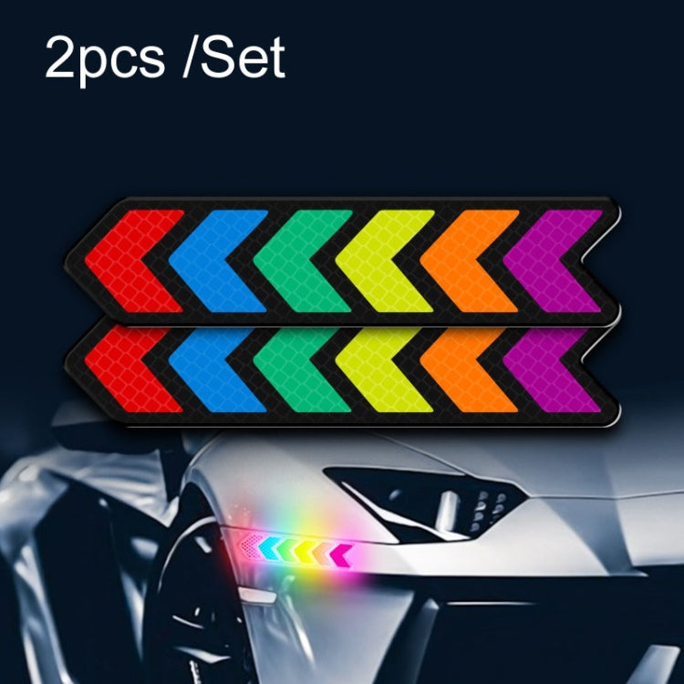 Car Door Anti-Collision Scrape And Rearview Mirror Colorful Safety Warning Reflective Sticker, Style: Glue Model Rear Bar Discs — 2sets Glue Model Colorful Wind Car