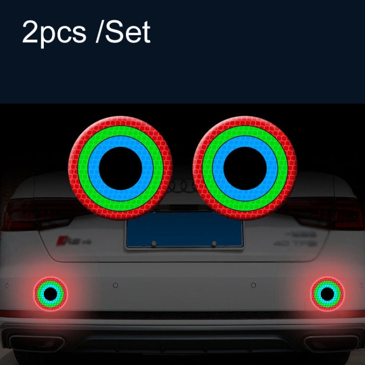 Car Door Anti-Collision Scrape And Rearview Mirror Colorful Safety Warning Reflective Sticker, Style: Glue Model Rear Bar Discs — 2sets Glue Model Car Tail Arrow