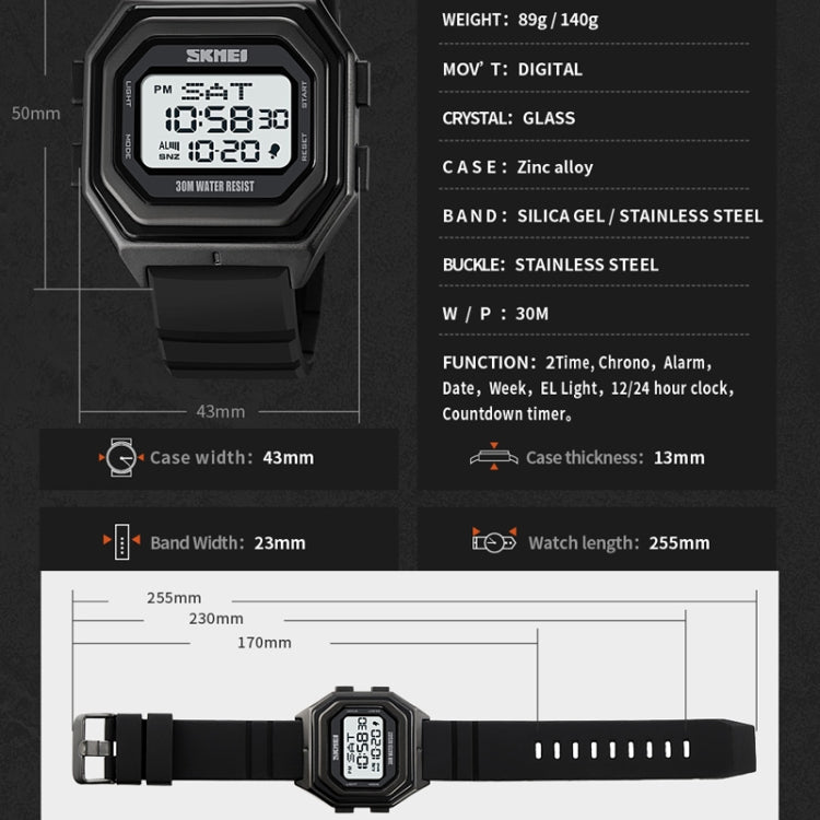 SKMEI 1875 Men Outdoor Electronic Watch Timing Multi-Functional Watch, Style: