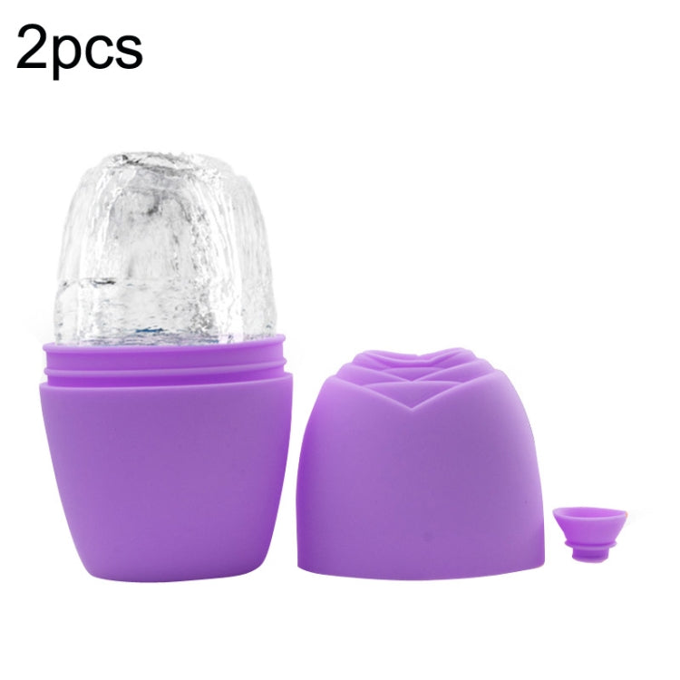 2pcs L-03-01 Face Ice Apparatus Massage Ice Roller Beauty Makeup Silicone Face Ice Tray — Makeup Vitality Orange With Hole