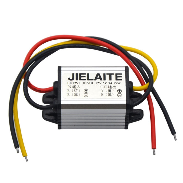 JIELAITE LK1253 15W Aluminum Alloy Intelligent Protection Waterproof Car Power Converter — 12V to 7.5V/3A