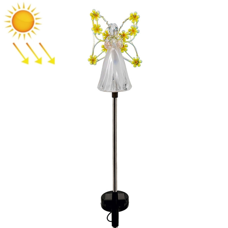 Solar Angel Garden Light Outdoor Decoration Patio Garden Ground Plug Light — Pink