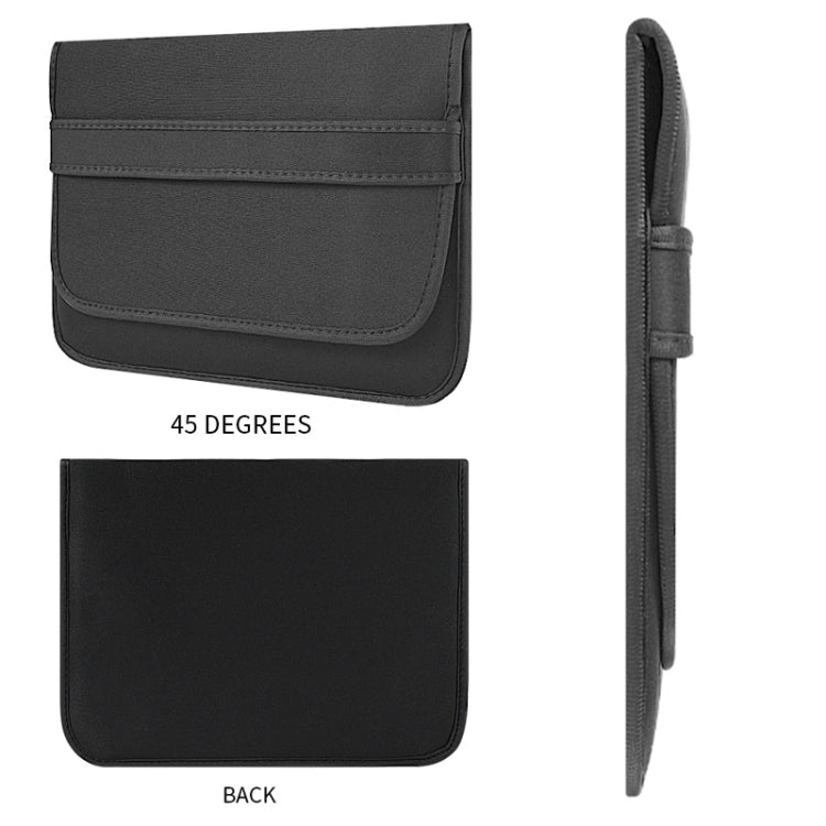 Neoprene Laptop Lining Bag Horizontal Section Flap Clutch Bag — Black