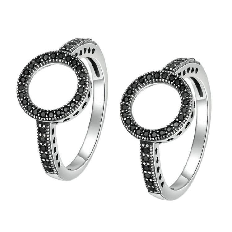 2 PCS Alloy Lucky Circle Diamond Halo Rings — view 11