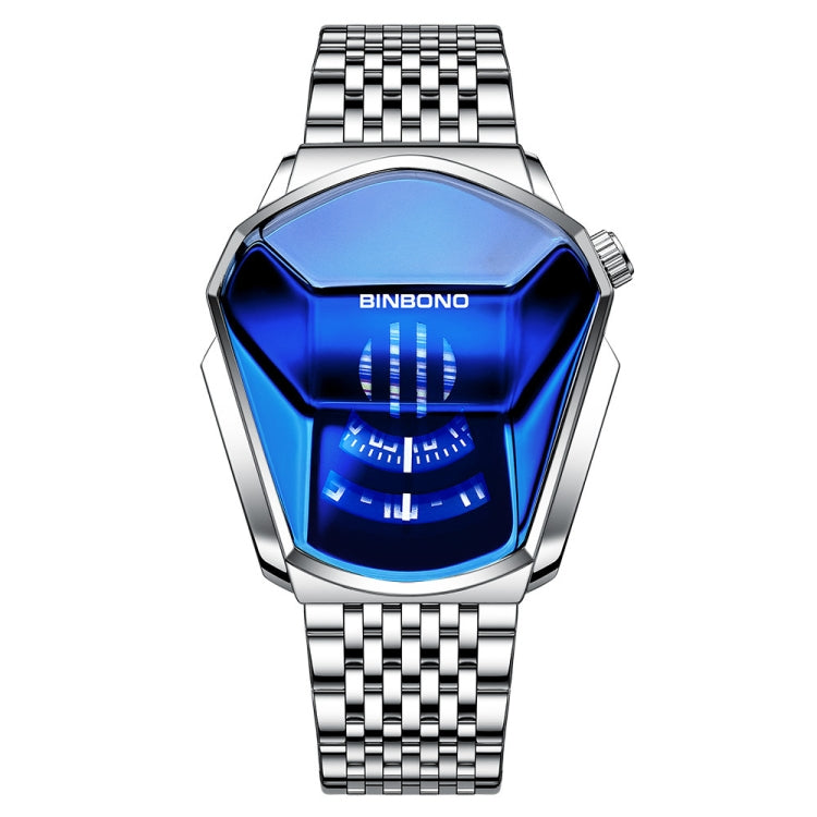 BINBOND Locomotive Concept Steel Belt Watch Men Live Black Technology Watch