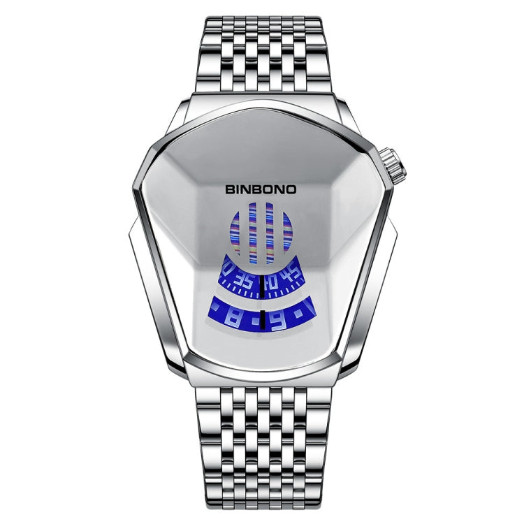 BINBOND Locomotive Concept Steel Belt Watch Men Live Black Technology Watch