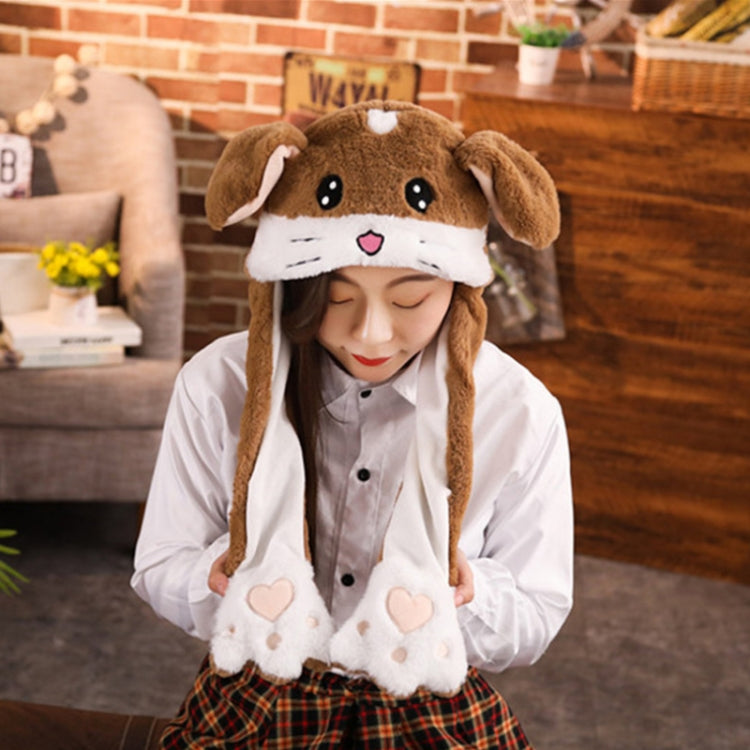 Autumn & Winter Cute Animal Magnet Airbag Ear Hat — Brown Puppy