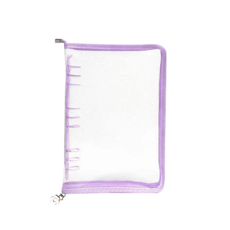 B5 9 Rings Loose-leaf Journal Clear PVC Cover Zipper Planner Notebook
