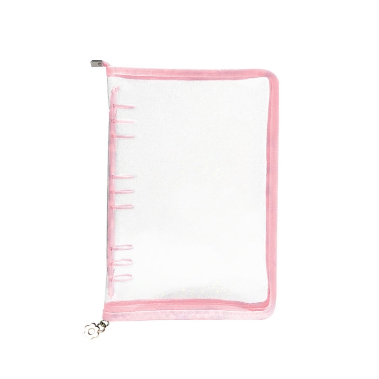 B5 9 Rings Loose-leaf Journal Clear PVC Cover Zipper Planner Notebook — Without Inner Pages