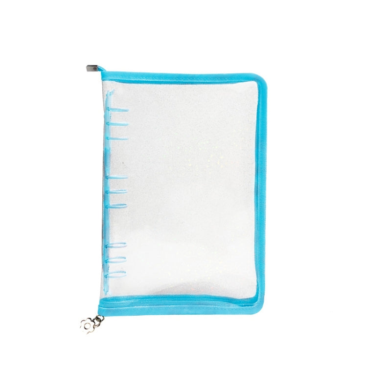 B5 9 Rings Loose-leaf Journal Clear PVC Cover Zipper Planner Notebook — Purple