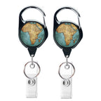 2pcs 65cm Retractable Pull Badge Reel Vintage Compass Map Name Tag Card Badge Holder