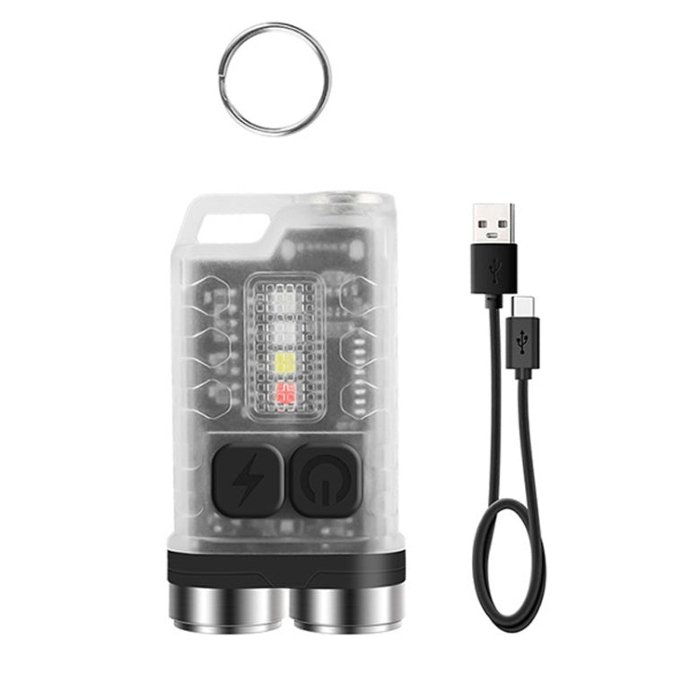 V3 Keychain Light USB Rechargeable Strong Light Mini Flashlight — Transparent Black