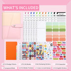 A6 YMX-012 PU Leather Budget Binder Notebook Macaron Color Matching Handbook — Pink+Blue