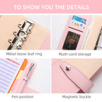 A6 YMX-012 PU Leather Budget Binder Notebook Macaron Color Matching Handbook — Blue+Purple