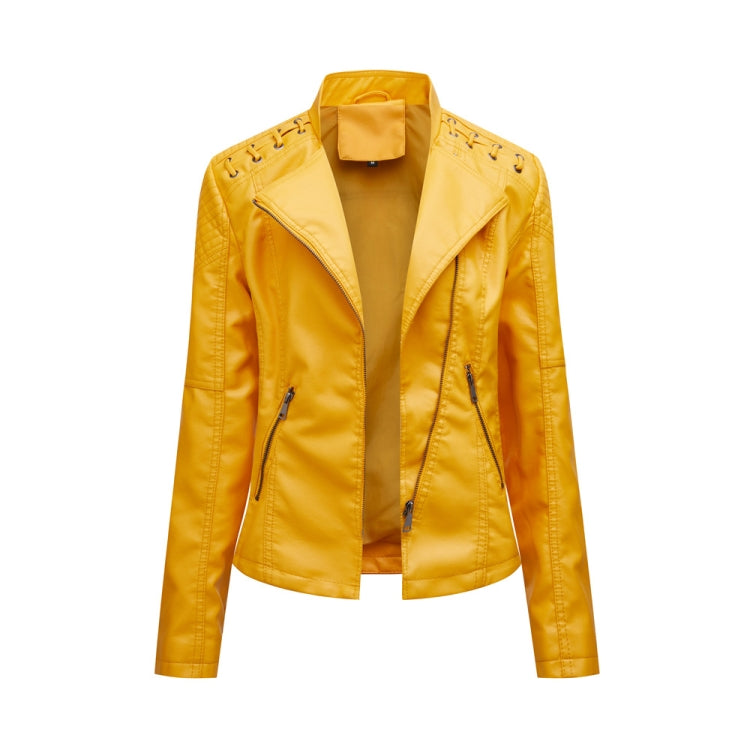 Women Short Leather Jacket Slim Jacket Motorcycle Suit — view 23