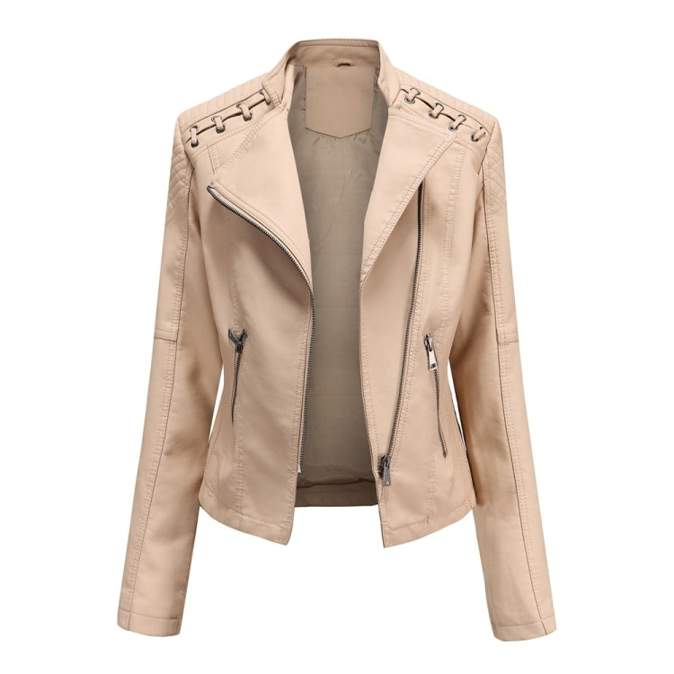 Women Short Leather Jacket Slim Jacket Motorcycle Suit — view 51