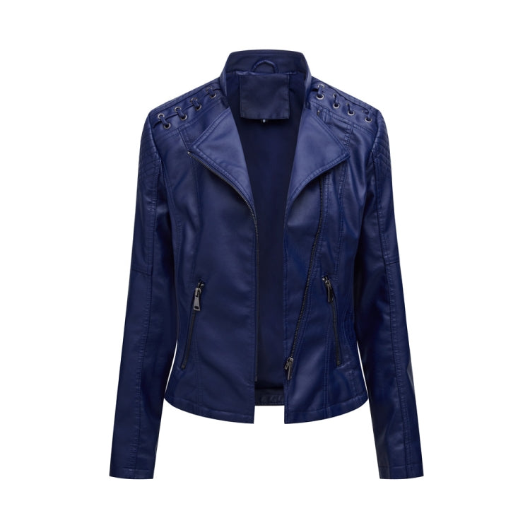 Women Short Leather Jacket Slim Jacket Motorcycle Suit — view 58