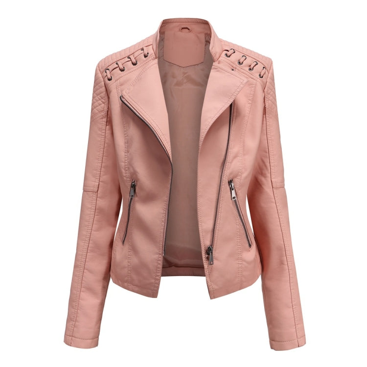 Women Short Leather Jacket Slim Jacket Motorcycle Suit — view 18