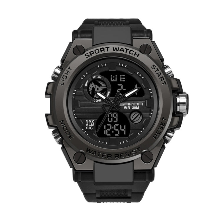 SANDA 739 Multifunctional Waterproof Sports Watch Chronograph Calendar Alarm Night Light Watch — Blue