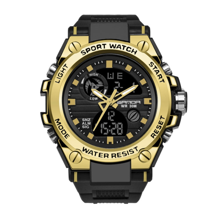 SANDA 739 Multifunctional Waterproof Sports Watch Chronograph Calendar Alarm Night Light Watch — Black