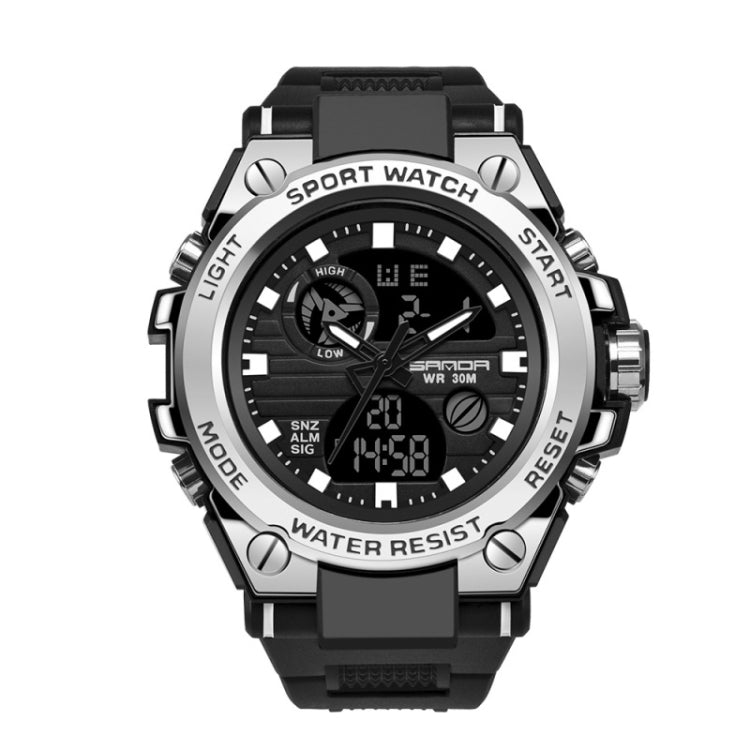 SANDA 739 Multifunctional Waterproof Sports Watch Chronograph Calendar Alarm Night Light Watch — Gold