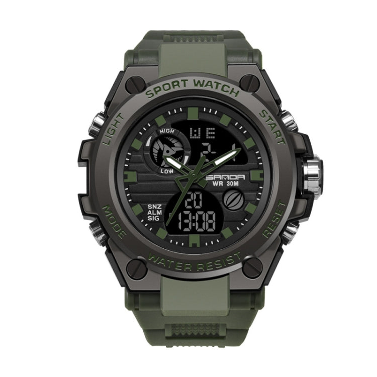 SANDA 739 Multifunctional Waterproof Sports Watch Chronograph Calendar Alarm Night Light Watch — Silver