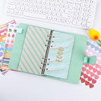A6 Crocodile Pattern PU Leather Loose-Leaf Binder Budget Notebook Cash Envelope Organizer — Warm White