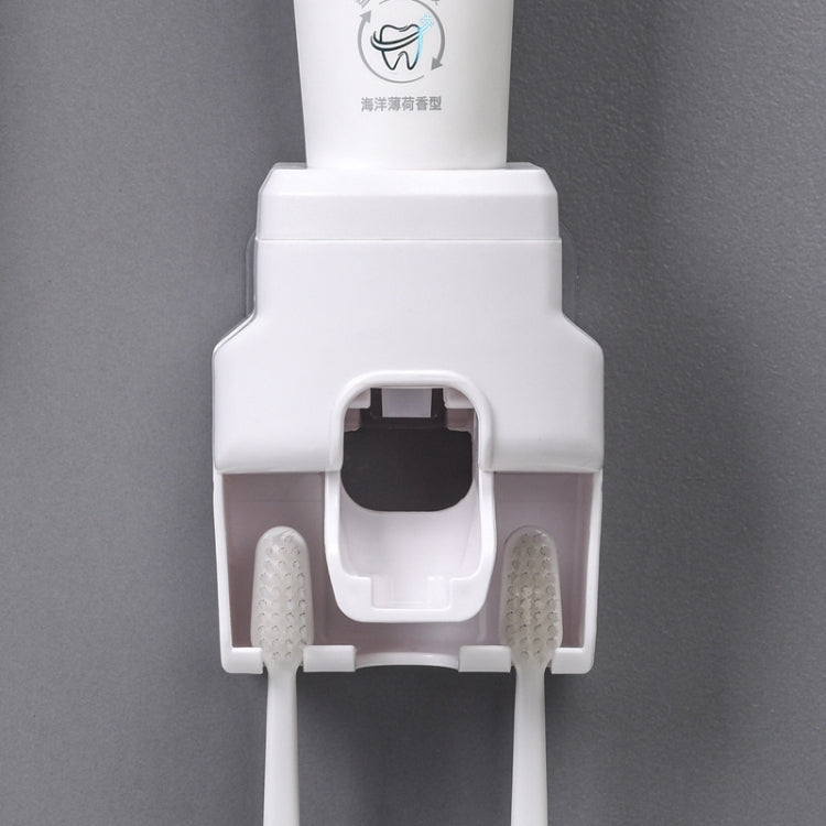 2pcs 2 In 1 Wall-mounted Automatic Toothpaste Squeezer Toothbrush Holder — Gray