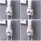 2pcs 2 In 1 Wall-mounted Automatic Toothpaste Squeezer Toothbrush Holder — Pink