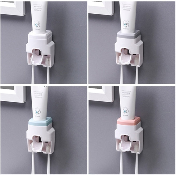 2pcs 2 In 1 Wall-mounted Automatic Toothpaste Squeezer Toothbrush Holder — Pink