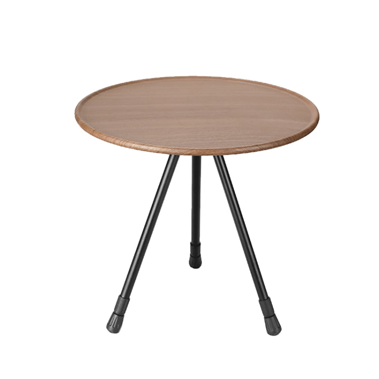 Outdoor Aluminum Alloy Folding Small Round Table Portable Liftable Camping Table — Black