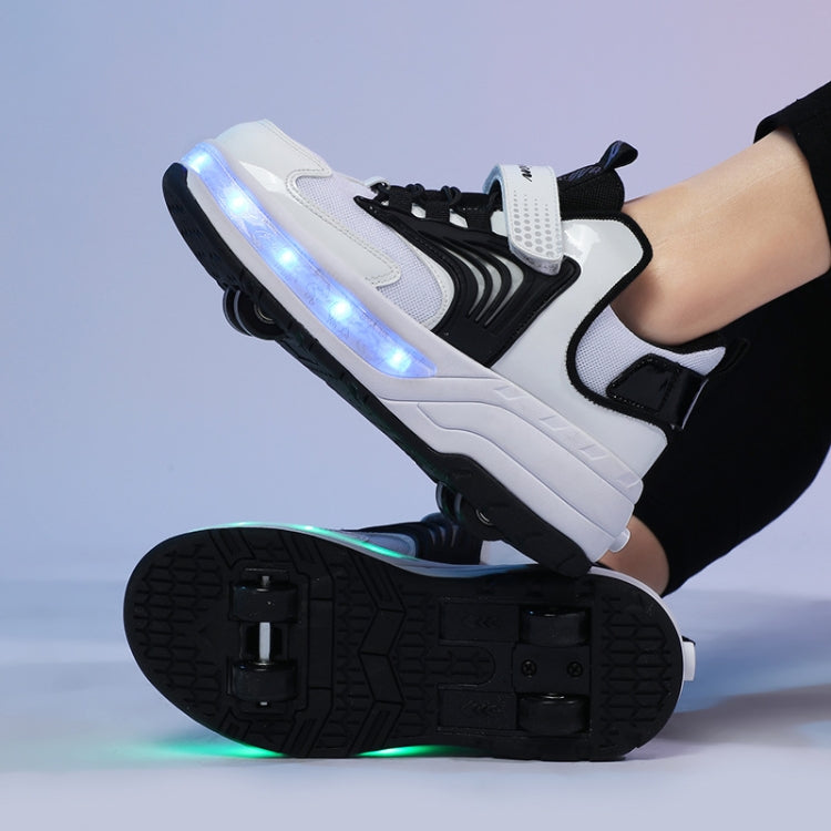 Small Four-Wheeled Walking Shoes Children Luminous Deformation Roller Shoes — 36